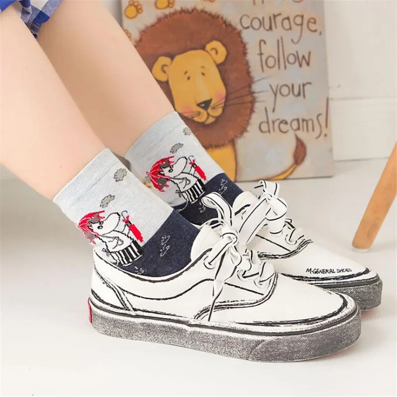 New Cartoon Cute Socks Fashion Harajuku Funny Socks Cortas De Mujer Spring Summer Short Cute Socks For Girl Winter Warm Meias