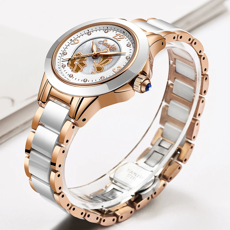 SUNKTA керамические часы женские кварцевые Женские Лучшие брендовые роскошные