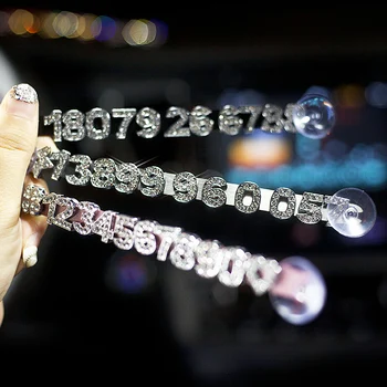 

Car Temporary Parking Phone Number Customize Shift Creative Shiny Call Card Automobile Diamond License Plate Sweet Gifts