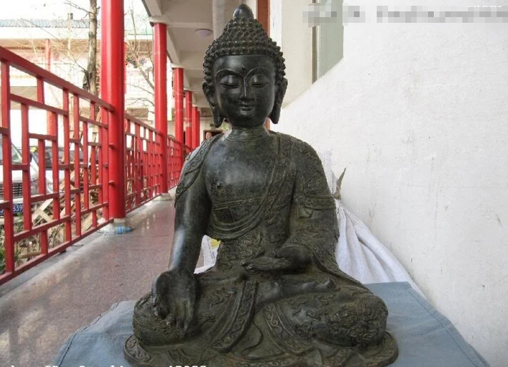 

150401 S0577 Chinese Temple worship Bronze Copper Dragon Tathagata Sakyamuni Buddha Statue