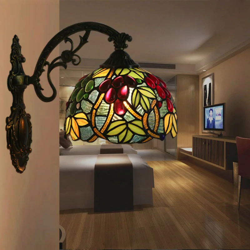 Лампа для ванной Европейский роскошный винтажный витраж виноград бра, настенные светильники скандинавские Настенные светильники для бара