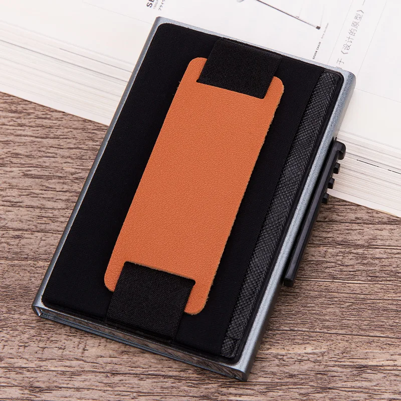 Алюминиевый кошелёк для женщин и мужчин с задним карманом, держатель для ID карты, блокировка Rfid, мини-металлический кошелек, автоматический чехол для кредитных карт, протектор