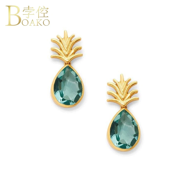 

BOAKO Pineapple Stud Earrings For Women Fruit Dainty Minimalist Earrings Jewelry Earrings Women Korean Earrings small earrings