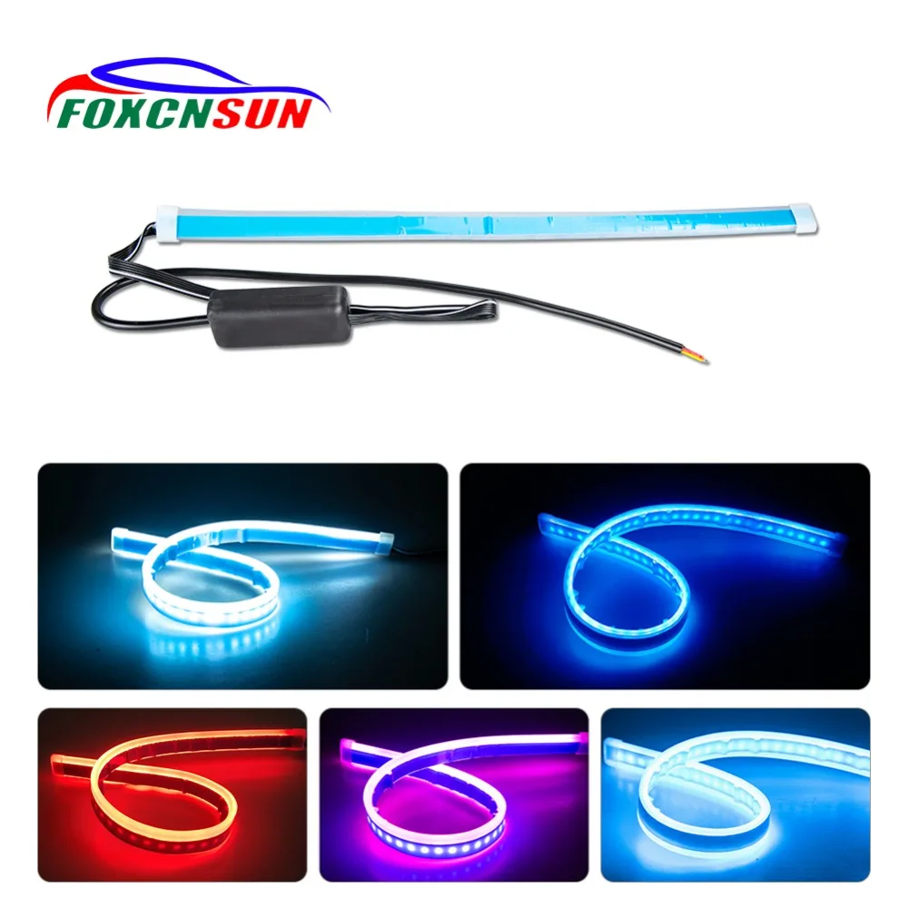 

Car Atmosphere Light Strip LED Colorful Decorative Lights DC 12V/24V 30CM 45CM Flexible External Turning Ambient Light for Car