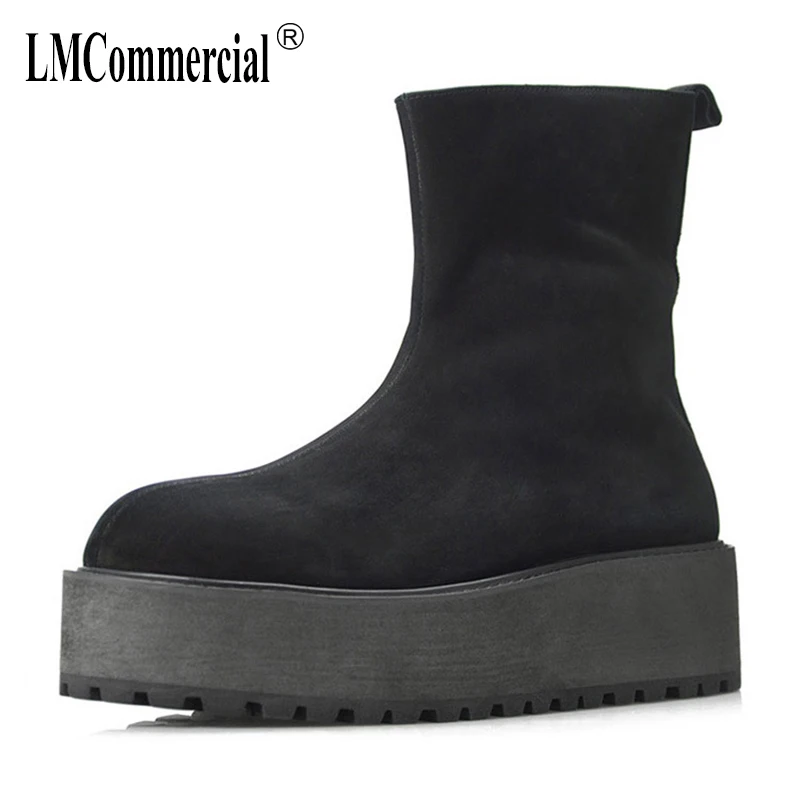 

Genuine Leather high-heeled Riding boots mens zipper cashmere cowhide breathable sneaker fashion autumn winter chelsea boots