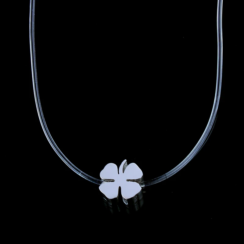stainless steel invisible chain necklace jewelry necklaces for women necklaces& pendants chocker neckless silver clover - Окраска металла: Type 9