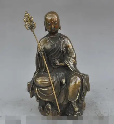 

S4473 11"chinese buddhism fane bronze Ksitigarbha xuanzang Buddhist monk Buddha statue