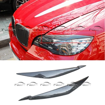 

Car Styling Carbon Fiber Front Headlamp Eyebrow Headlight Eyelids Car Stickers for BMW E71 X6 X6M