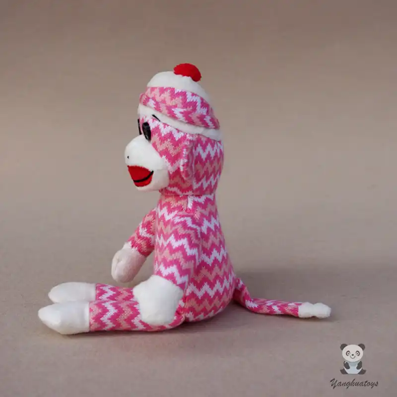 pink sock monkey dog toy