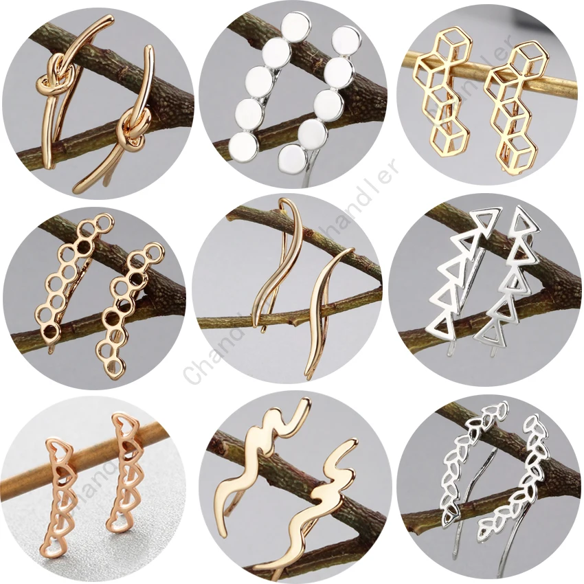 Chandler Drop Shipping Silver Geometry Bending S-shaped Wave Earrings Personality Wild Simple Brincos Oorbellen Wholesale