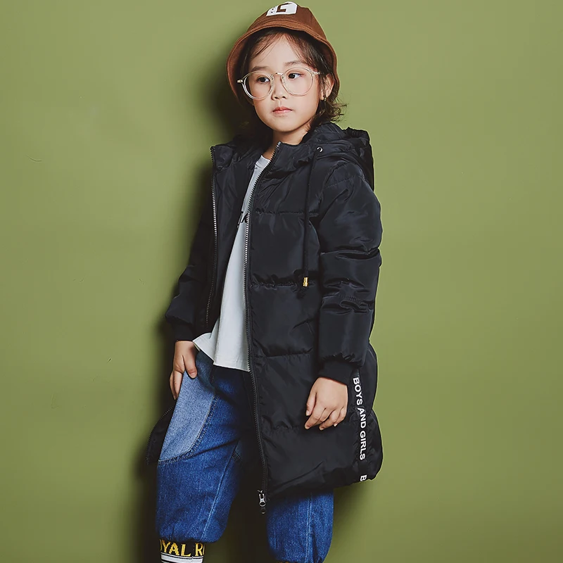 

YH-1708 fashion Winter Girl Long Children Duck Down Jacket Thick Coat Unisex Keep Warm Hooded Teenage Kids Parka Boy Outerwear