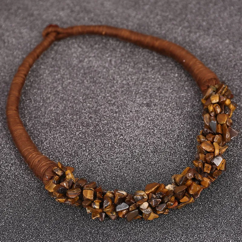

Ancient Irregular Natural Stone Necklace Gypsy Nigerian Chunky Statement Necklaces Collar Bohemian Tiger Eye Gem Necklace Bijoux
