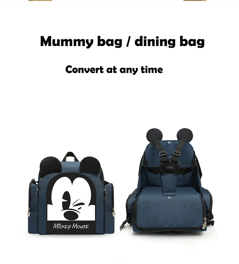 Disney Mummy Maternity Diaper Bag Large Nursing Travel Backpack Designer Sitting Stool Stroller Baby Bag Care Nappy Backpack