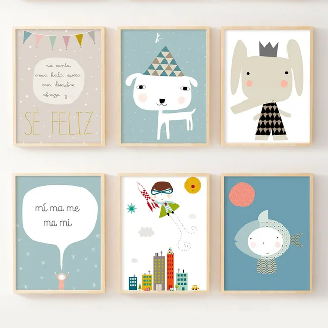 Nordic Art Batman Prints And Posters Wall Painting For Baby Nursery Nordic Art Batman Prints And Posters Wall Painting For Baby Nursery Bedroom Cartoon Animals Decoration Picture