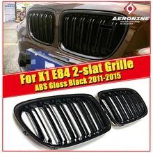 1 Pair X1 E84 Auto Car Front Bumper Grill Grille For BMW X Series Double 2 Line Slats ABS Gloss Black M Style Kidney Grille 15- 1 Pair X1 E84 Auto Car Front Bumper Grill Grille For BMW X Series Double 2 Line Slats ABS Gloss Black M Style Kidney Grille 15-
