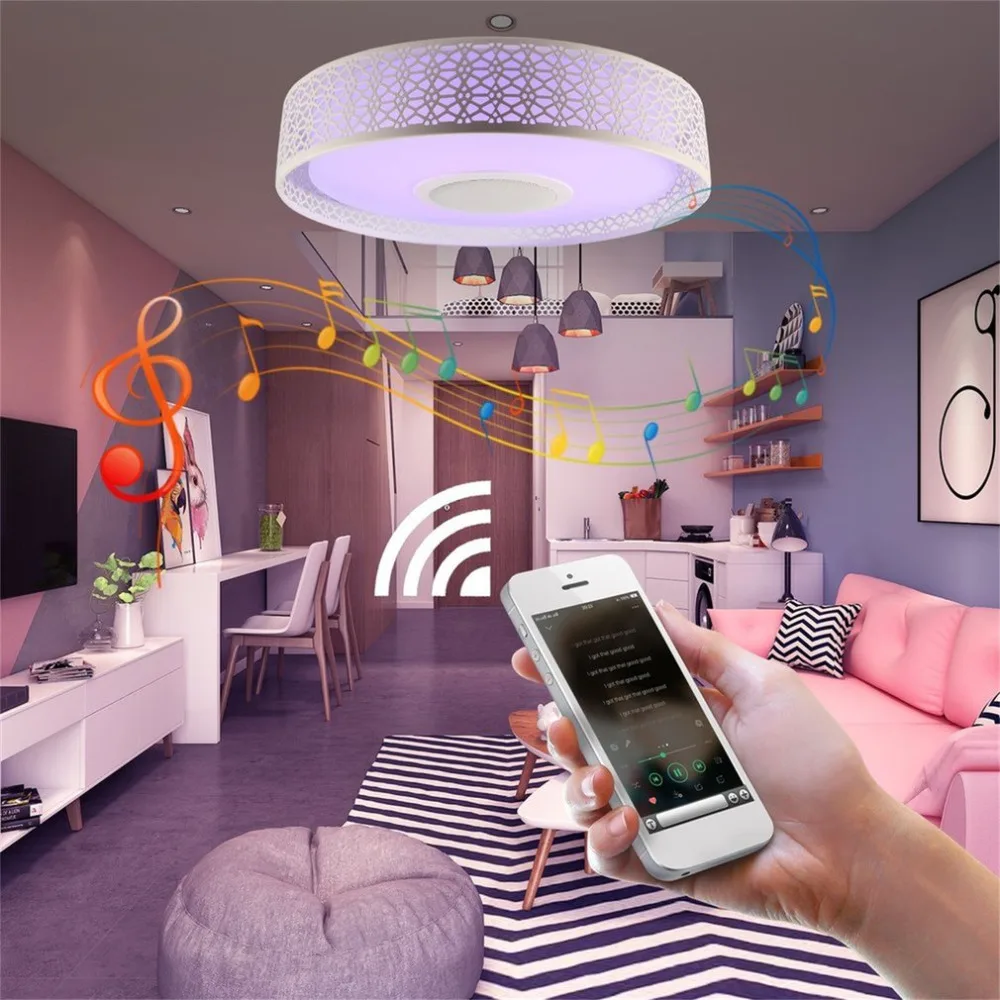 

RGBW Music LED Ceiling Light Dimmable Bluetooth Music Player, Colorful Surface Mounted Lamp, Timer APP Control Free Shipping