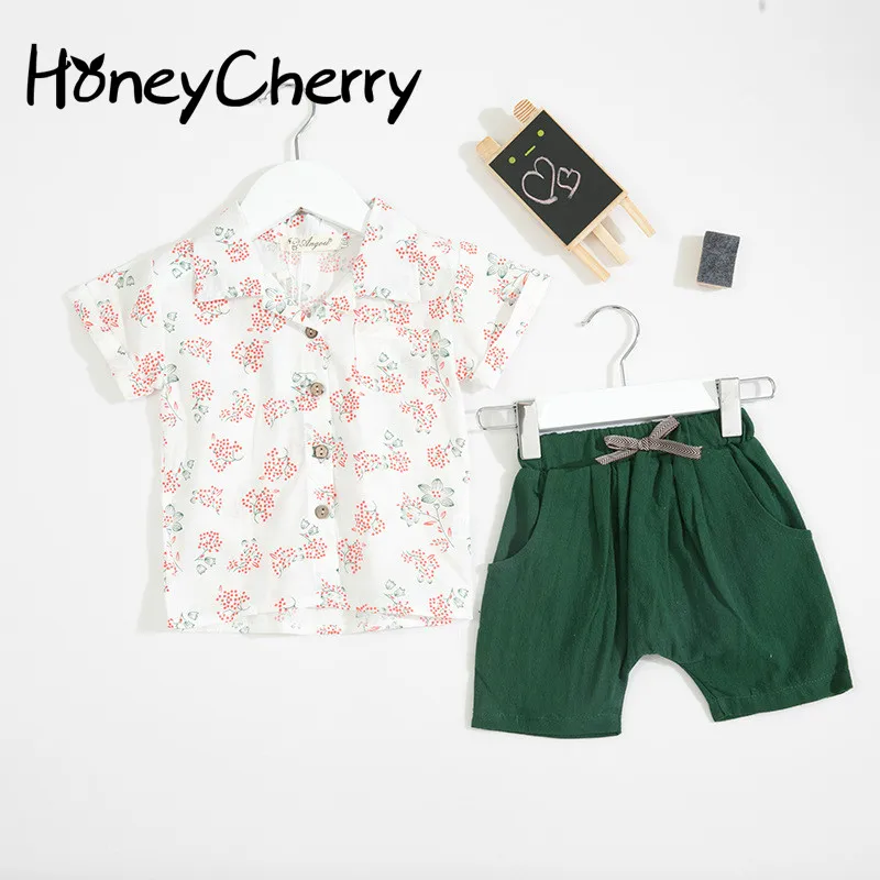 Short-sleeved Shirt And Shorts Suit For Summer Beach Holiday For Infants And Young Boys In 2019 boy Summer Clothes Set