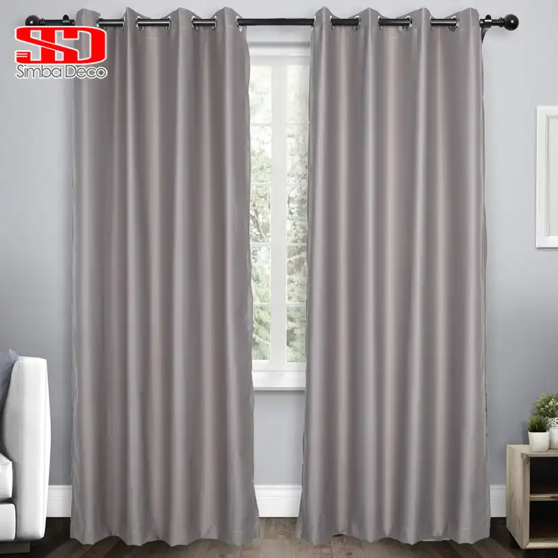 Solid Blackout Curtains For Living Room Imitation Silk Modern