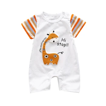 

Baby clothing cotton striped giraffe unisex rompers baby boy girls short sleeve summer cartoon toddler cute Clothes