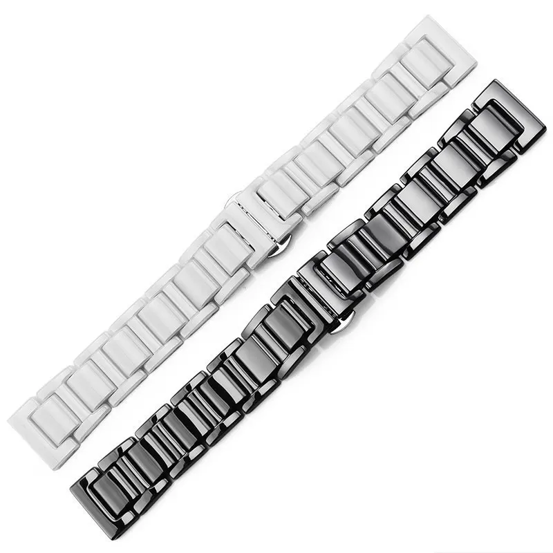 

Ceramic watch bracelet 18 20 watchband white black strap wristwatches band not fade water resistant