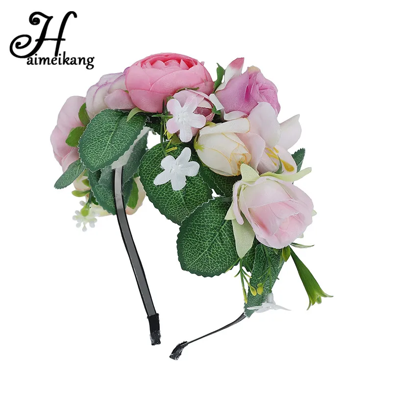 

Haimeikang Floral Bezal on Head Hair Accessories for Girls Flower Crown Hairband Bride Wedding Wreath Headband Hair Ornament