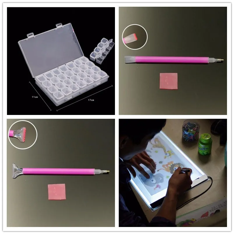 5d diy diamond painting accessories,light pad,storage box,28 cell