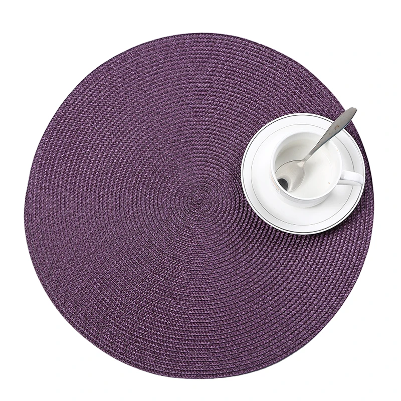4 قطعة/الوحدة نسج جولة تحديد الموقع الأزياء PP طاولة طعام حصيرة منصات القرص عاء سادة الوقايات طاولة مقاومة للمياه القماش سادة 38 سنتيمتر القطر