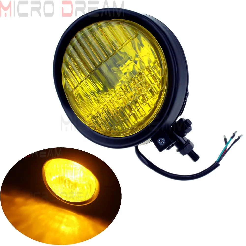 

5.5'' Custom Motorcycle Amber Lens Headlight Roadster Cruiser 12v 60/55w Front Retro Light For Harley Chopper Cafe Racer Glide