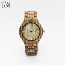 Moda Natureza Madeira Relógio de Pulso Analógico Esporte de Bambu brown Genuine Pulseira de Couro Para As Mulheres Homens Presente relógio De Madeira De Bambu de Luxo