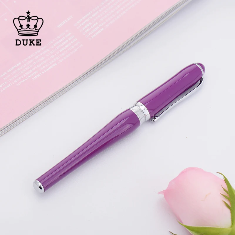 

Elegant 0.38mm Extra Fine Hooded Nib Fountain Pen Duke Silver Clip Metal Ladies Ink Pen Finance Pens with an Original Gift Box