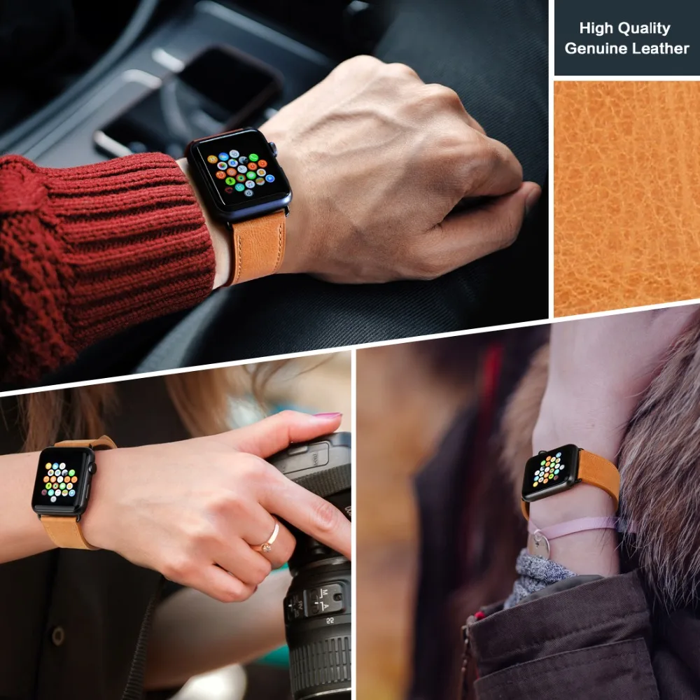 Аксессуары для часов Ремешок из натуральной кожи Apple Watch Band 44 мм 40 и 42 38 iwatch Series 1 2 3