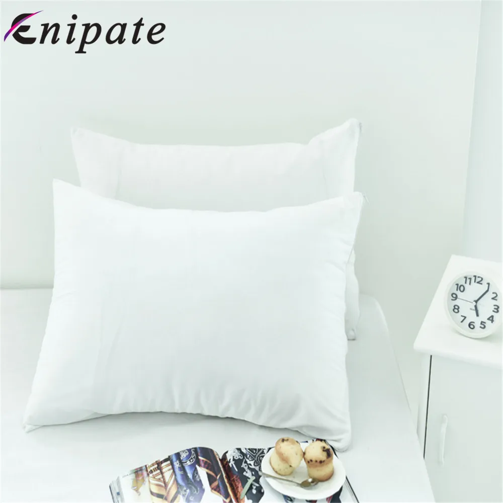 Enipate 1 Pair Smooth Surface Waterproof Pillow Cover Zippered Pure