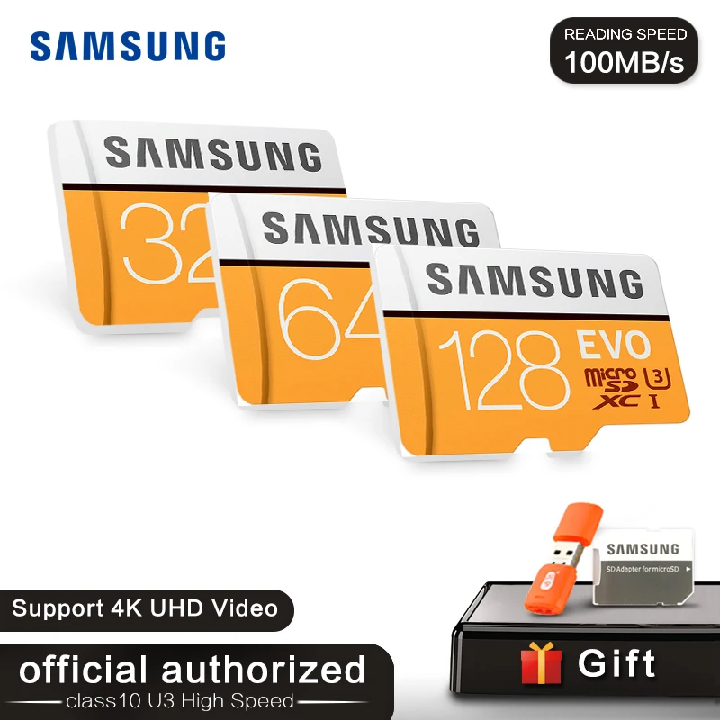 Карта памяти SAMSUNG EVO Plus Micro SD 32 Гб 64 128 microSDHC SDXC Max 100 м/с TF карта класса 10 MicroSD|Карты