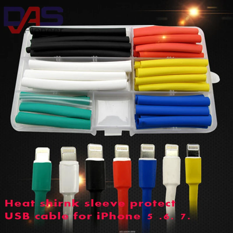 Heat Shrink Tube Sleeve for iPad iPhone 5 6 7 8 USB Data Charger Cable