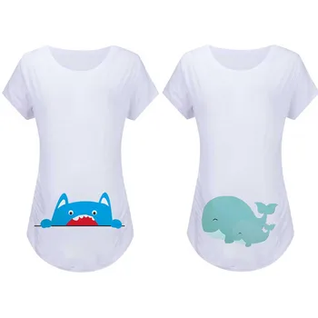 

Maternity Clothes Pregnancy Plus Size Pregnant Women Short-sleeved Round Neck Print Top embarazada ropa A1