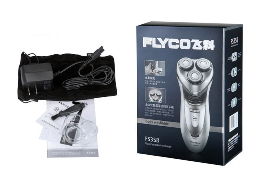 Flyco fs358 бритва 110 v-240 v для мужчин бритва смарт-бритва водонепроницаемых зарядных поп-дисплей со съемным триммером, 4 Вт 3D плавающая аккумуляторная бритва
