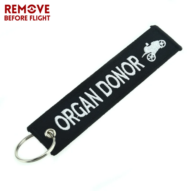 

Hot Brand Black Key Tag Organ Donor Keychain Holder for Motorcycle The Key to Happiness Mercedes Key Ring Organ Donor Embroidery