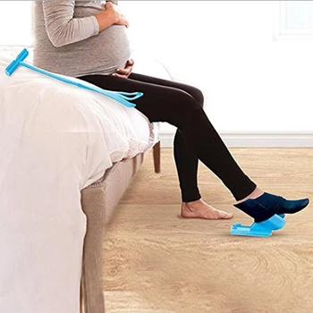 

new 1pc Blue Sock Slider Care Foot Aid Helper Kit Helps Put Socks On Off No Bending Shoe Horn For Foot Care Tool