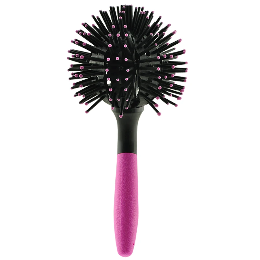 

NEW 3D Bomb Curl Brush Styling Salon Round Hair Curling Curler Comb Tool Pink