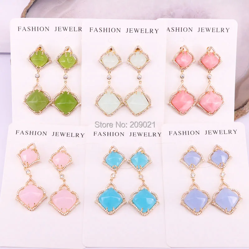

Trendy 6Pair Mix color Faceted natural stone dangle earring High quality drop earrings Gems jewelry