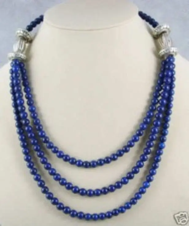 

Beautiful! Tibet silver 6mm Lapis Lazuli Bead Necklace