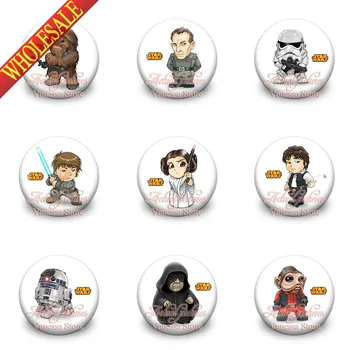 

Retail 9pcs Star War 1.2 inches & 30mm Tin Buttons Pins Badges Brooches Round Badges fashion collection Kid's Christmas Gift