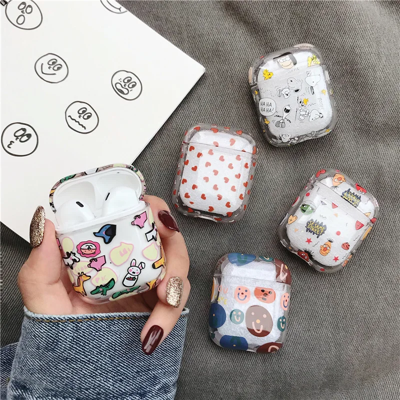 

Case For AirPods Hard cute Protective Cover Bluetooth Earphone Case unique luxury Accessories for Airpods 2 Transparent pattern