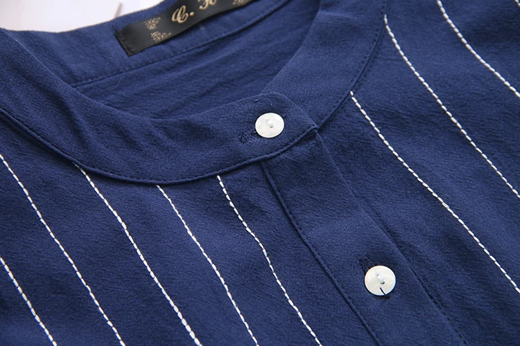 Plus size mandarin collar long sleeve blouses women 2018 Embroidered red & white & dark blue shirt Spring & autumn ladies tops Plus size mandarin collar long sleeve blouses women 2018 Embroidered red & white & dark blue shirt Spring & autumn ladies tops