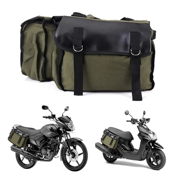 

1pc Cycling Canvas Motorcycle Saddlebags Equine Back Pack High Quality Canvas Luggage Vintage Bag Decoration