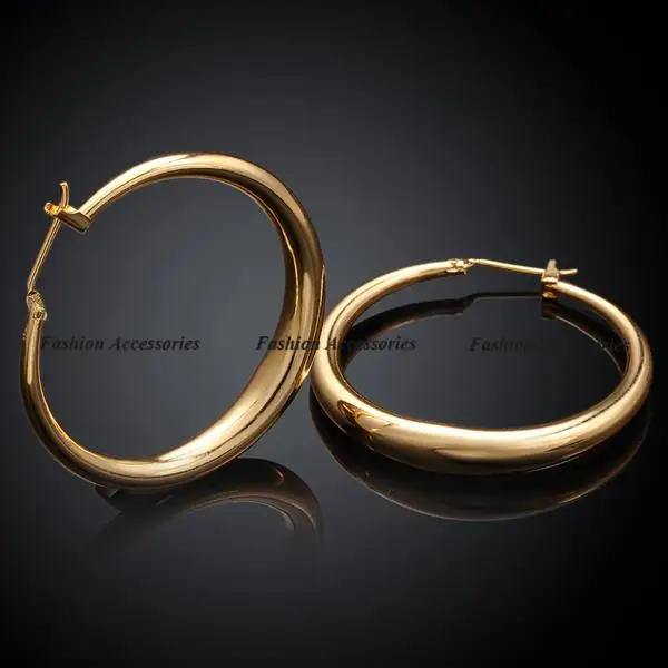 Wholesale big gold hoop earrings for Women 18K Gold plated hoop earrings pendientes aros Free ...