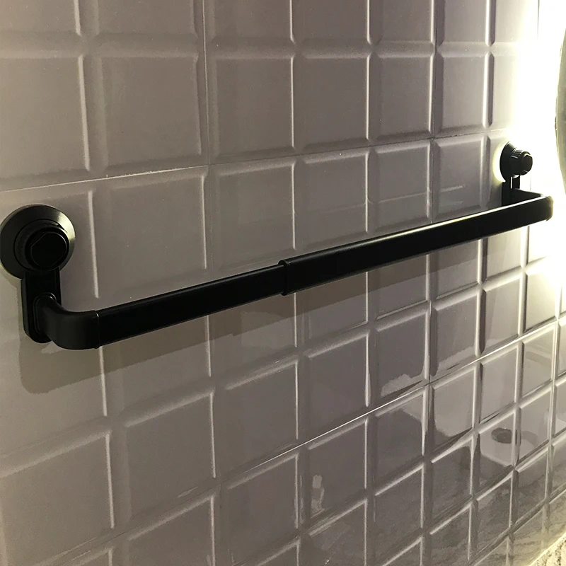 Billig KLX Aluminium legierung saugnapf Handtuch bar bad Schlag kostenloser handtuch rack kleiderbügel küche Lagerung Regal halter Einstellbare 52  82CM