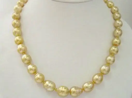 

HUGE 18"10-13MM SOUTH SEA GENUINE GOLD DROP PEARL NECKLACE 925silver YG