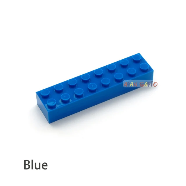 20pcs DIY Building Blocks Thick 2x8 Dots Educational Creative Toys for Children Figures Plastic Bricks Size Compatible With 3007 Blue 20pcs