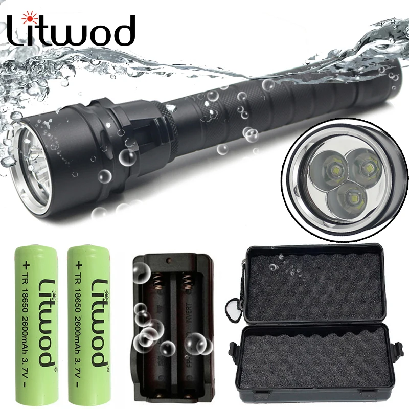 

Z25 D53 LED Diving Flashlight Swimming torch 8000Lum 3* XM-L T6 Waterproof Diving light Underwater 120 Meter Camping Lantern